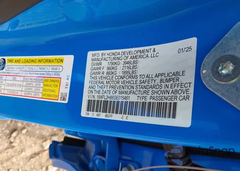 2025 Honda Civic Sport из США, поврежденный, VIN 19XFL2H88SE015461